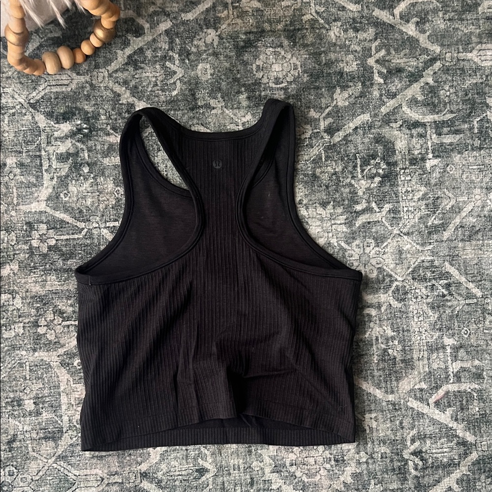 Lululemon Black Ribbed Racerback Crop Tank Top - Women - Picture 2 of 9